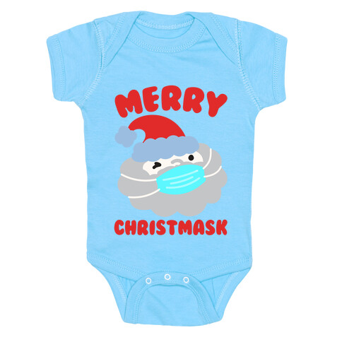 Merry Christmask White Print Baby One-Piece