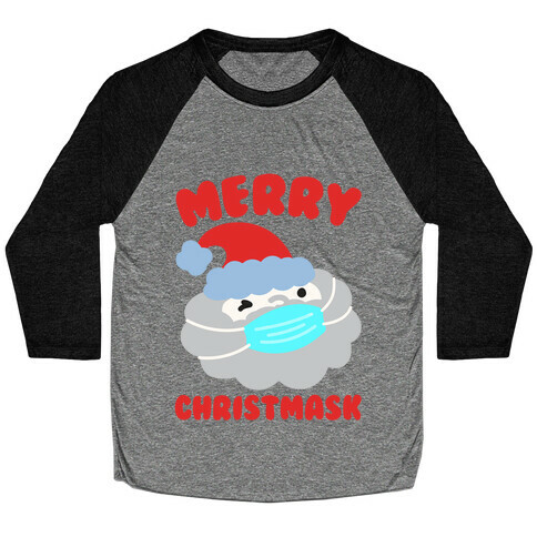 Merry Christmask White Print Baseball Tee