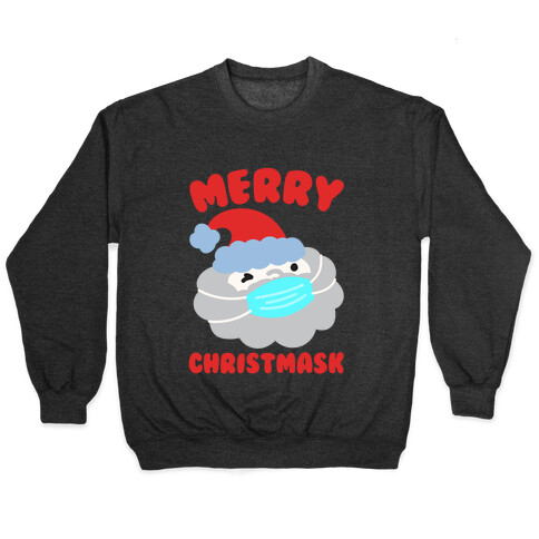 Merry Christmask White Print Pullover