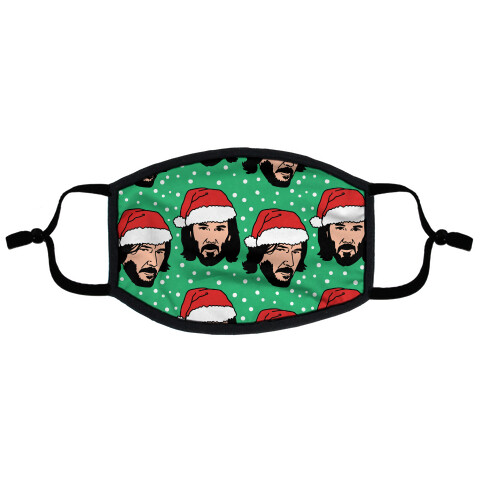 Merry Keanumas Pattern Parody Flat Face Mask