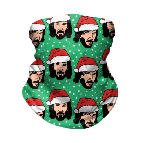 Merry Keanumas Pattern Parody Neck Gaiter