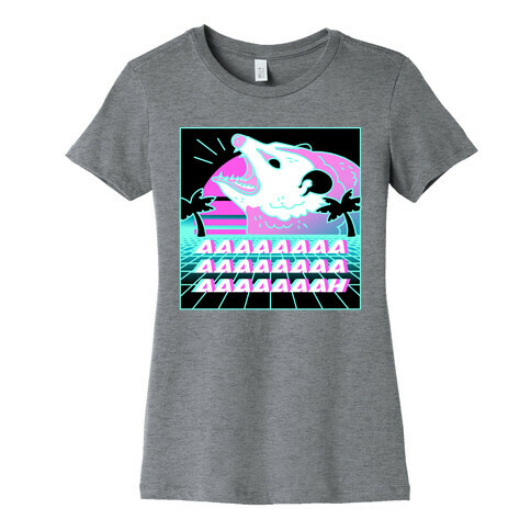 Screaming Retrowave Possum Womens T-Shirt