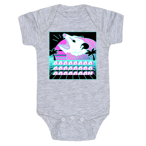 Screaming Retrowave Possum Baby One-Piece