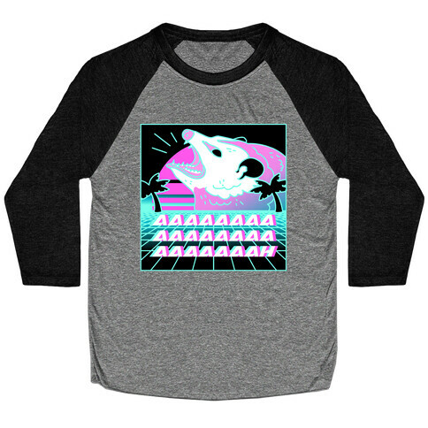 Screaming Retrowave Possum Baseball Tee