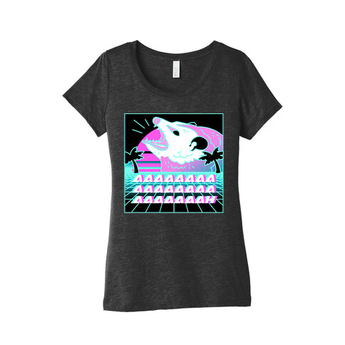 Screaming Retrowave Possum Womens T-Shirt