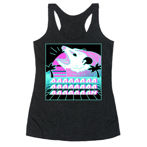 Screaming Retrowave Possum Racerback Tank Top