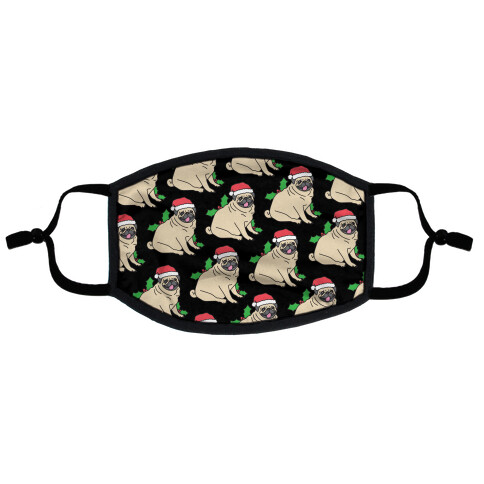 Christmas Pug Pattern Flat Face Mask