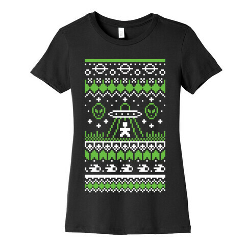 Ugly Alien Christmas Sweater Womens T-Shirt