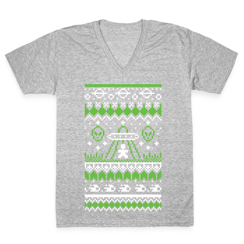 Ugly Alien Christmas Sweater V-Neck Tee Shirt