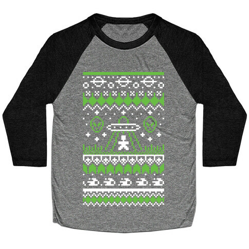 Ugly Alien Christmas Sweater Baseball Tee