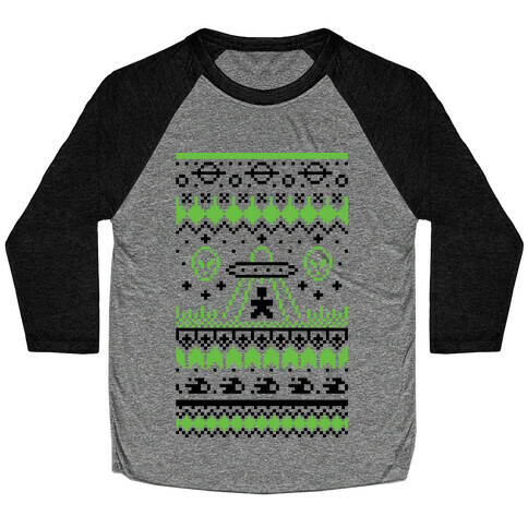 Ugly Alien Christmas Sweater Baseball Tee