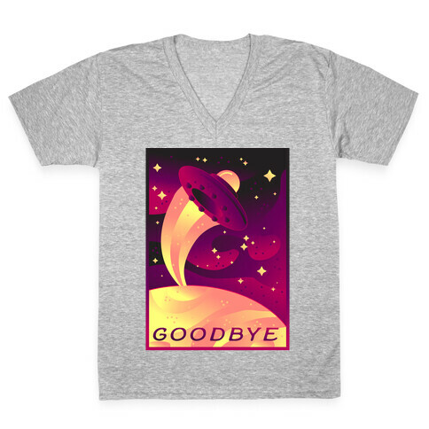 Goodbye Earth Travel Poster V-Neck Tee Shirt