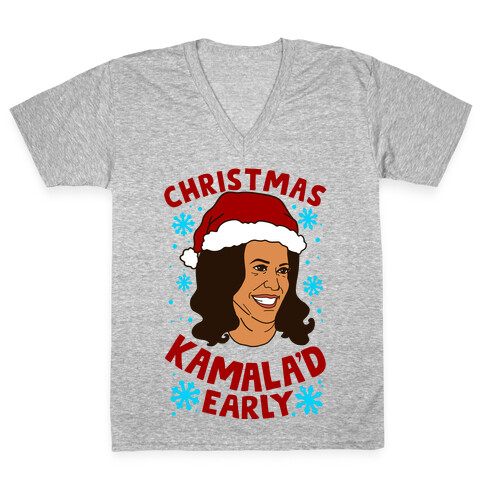 Christmas Kamala'd Early V-Neck Tee Shirt