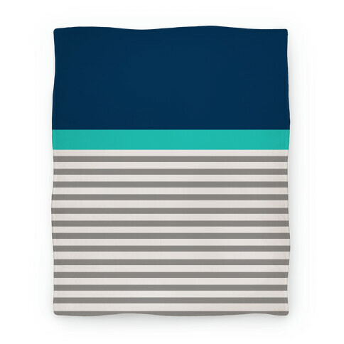 Blue Color Block Stripe Blanket