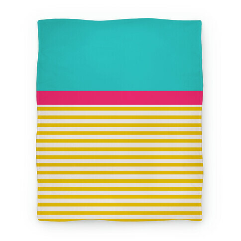 Yellow And Pink Color Block Stripe Blanket