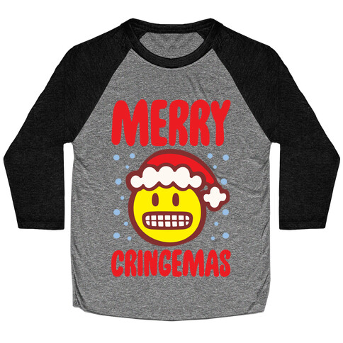 Merry Cringemas Parody White Print Baseball Tee