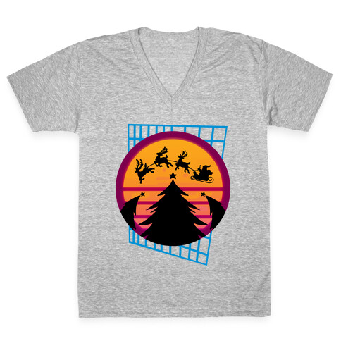 Synthwave Christmas V-Neck Tee Shirt