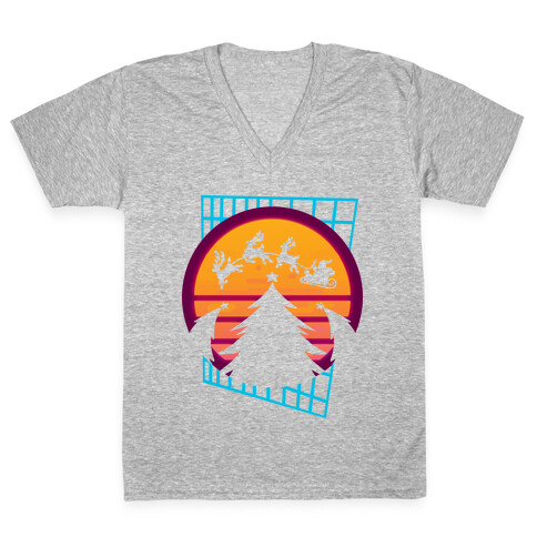 Synthwave Christmas V-Neck Tee Shirt