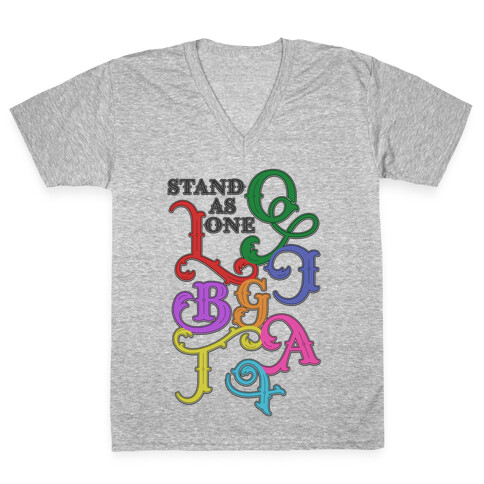 LGBTQIA+ Stand As One V-Neck Tee Shirt