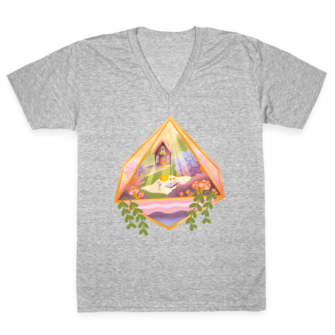 Cottagecore Terrarium V-Neck Tee Shirt