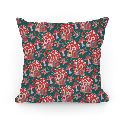 Fairy Mushroom House Pattern Pillow