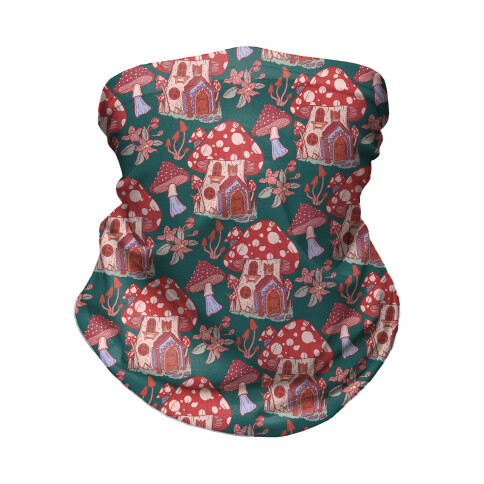 Fairy Mushroom House Pattern Neck Gaiter