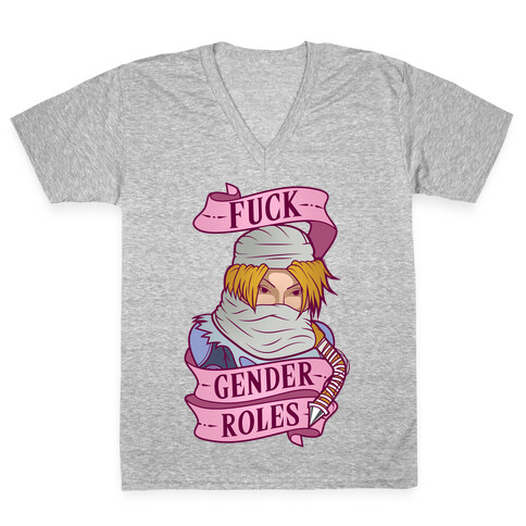 F*** Gender Roles (Sheik) V-Neck Tee Shirt