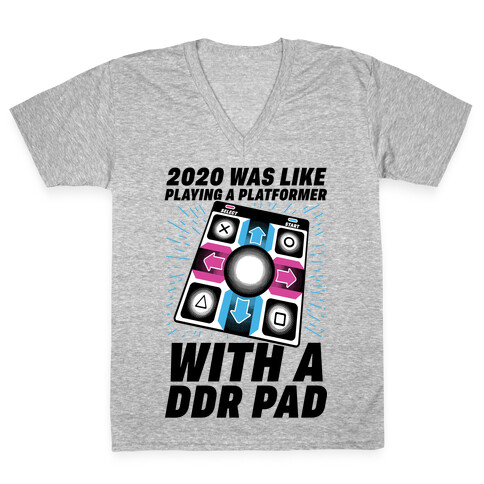 2020 Was Like Playing A Platformer With A DDR Pad V-Neck Tee Shirt