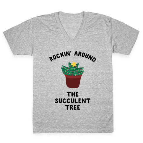 Rockin' Around the Succulent Tree V-Neck Tee Shirt