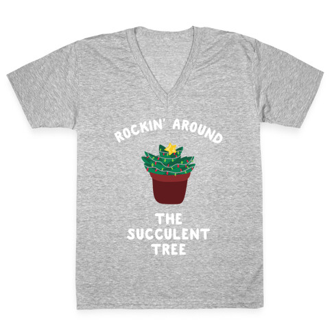 Rockin' Around the Succulent Tree V-Neck Tee Shirt