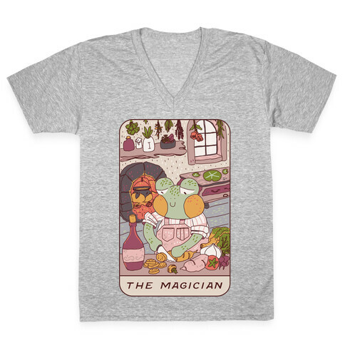 Cottagecore Magician Tarot Card V-Neck Tee Shirt