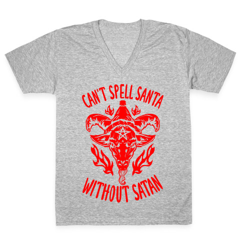 Can't Spell Santa Without Satan V-Neck Tee Shirt