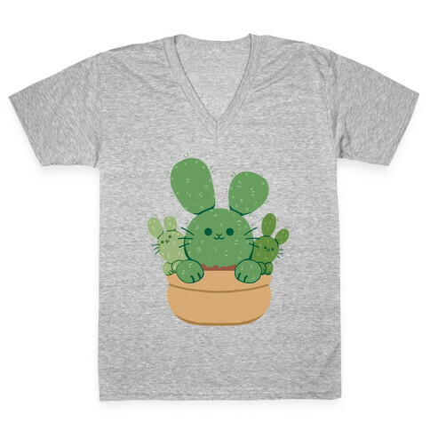 Bunny Ear Cactus V-Neck Tee Shirt