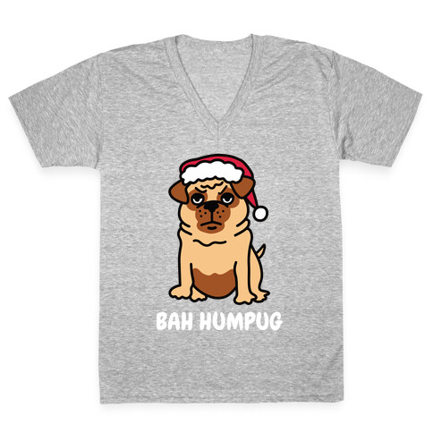 Bah Humpug Pug V-Neck Tee Shirt