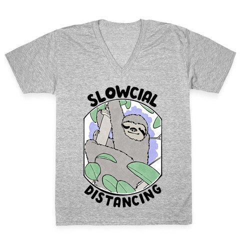 Slowcial Distancing V-Neck Tee Shirt