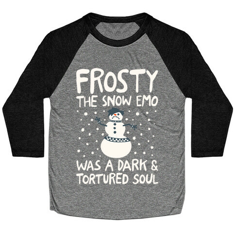 Frosty The Snow Emo Parody White Print Baseball Tee