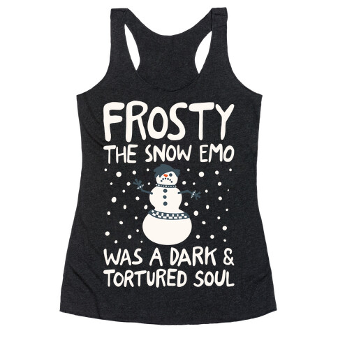 Frosty The Snow Emo Parody White Print Racerback Tank Top
