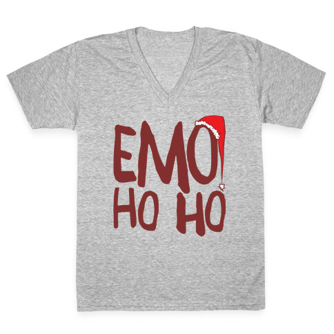 Emo Ho Ho White Print V-Neck Tee Shirt