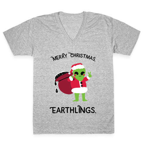 Merry Christmas, Earthlings. V-Neck Tee Shirt