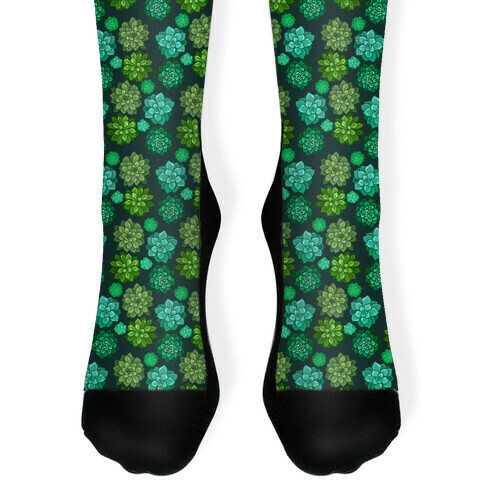 Green Succulent Pattern Sock