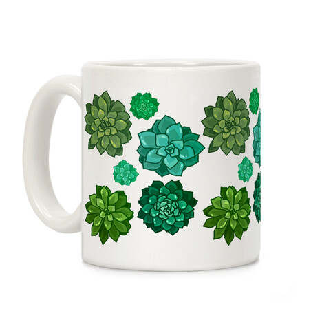 Green Succulent Pattern Coffee Mug