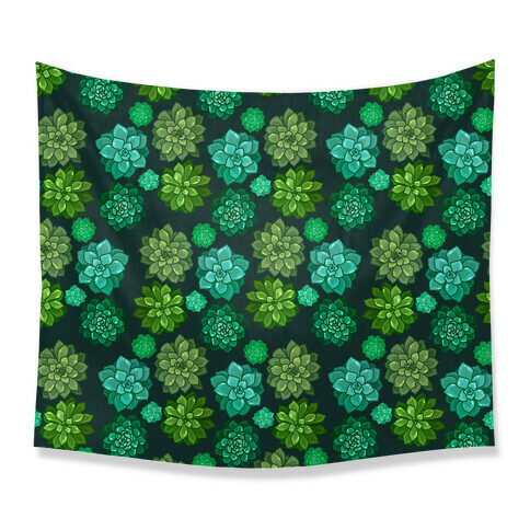 Green Succulent Pattern Tapestry