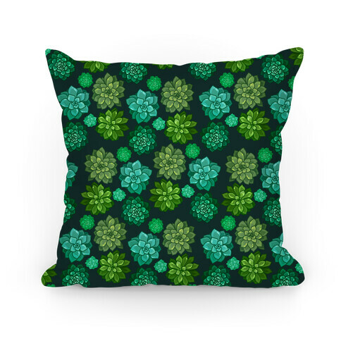 Green Succulent Pattern Pillow