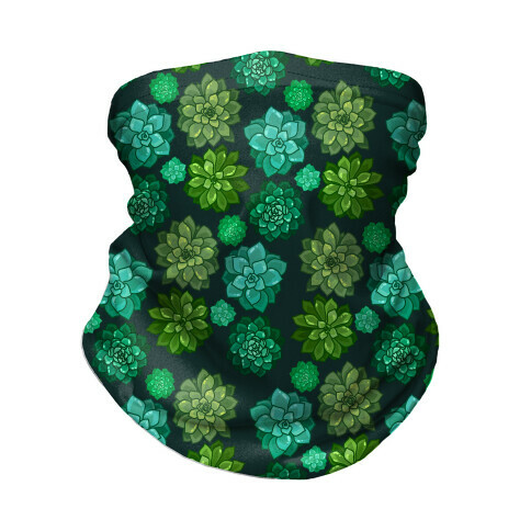 Green Succulent Pattern Neck Gaiter