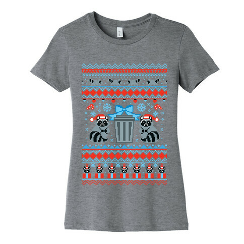 Raccoon Ugly Christmas Sweater Womens T-Shirt