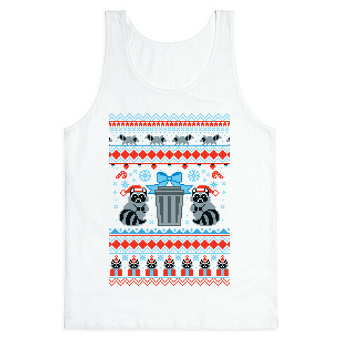 Raccoon Ugly Christmas Sweater Tank Top