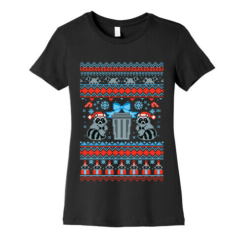 Raccoon Ugly Christmas Sweater Womens T-Shirt