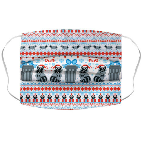 Raccoon Ugly Christmas Sweater Accordion Face Mask