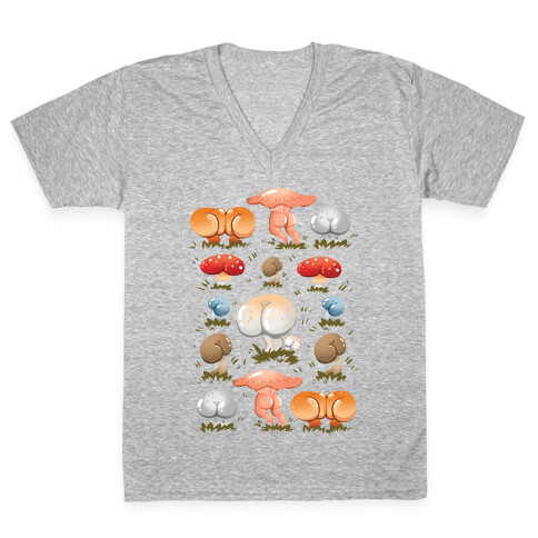 Butt Mushroom Pattern V-Neck Tee Shirt