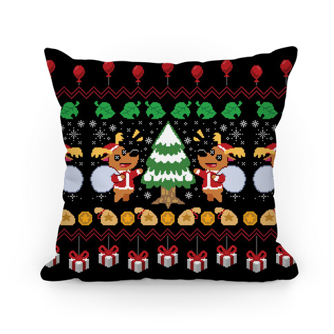 Jingle Deer Ugly Sweater Pillow